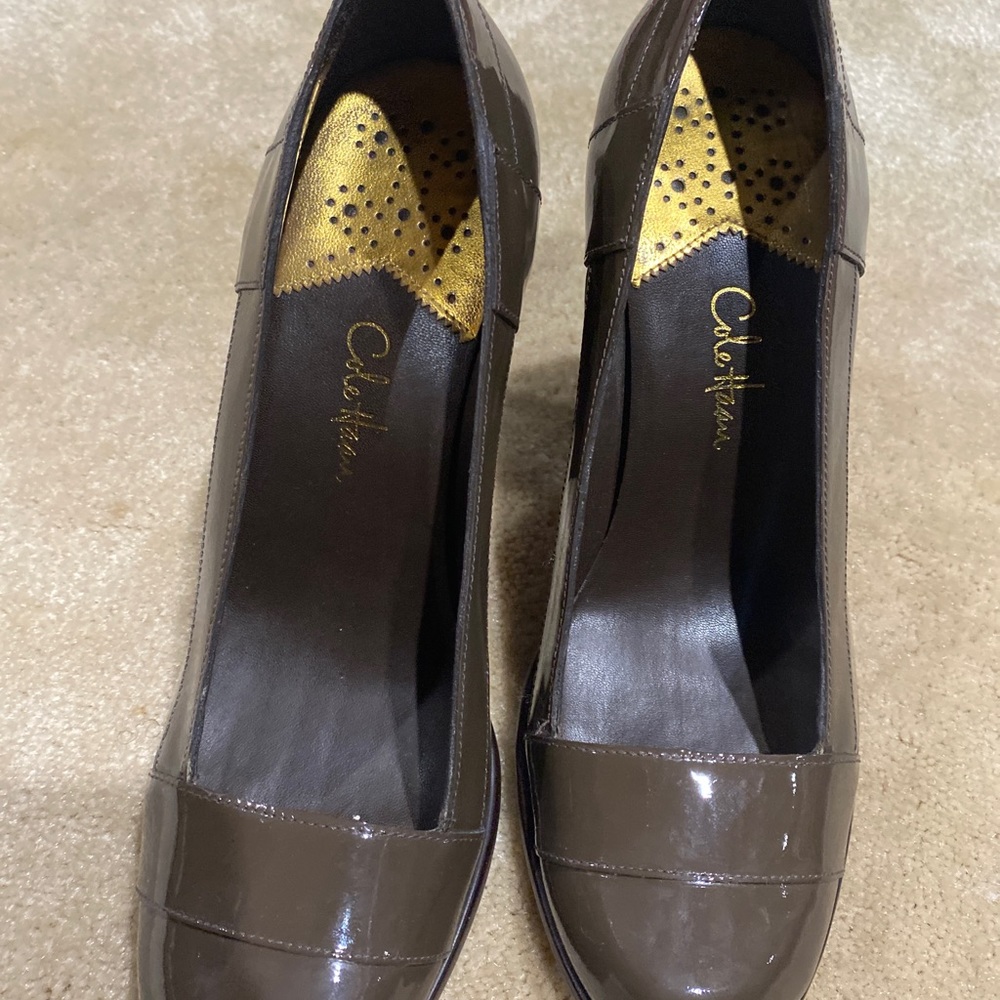 Cole Haan Women's N Air Brown Patent Leather Pump Heel Shoes 8B, Excellent Cond